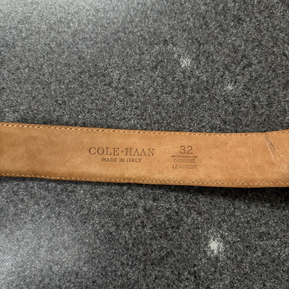Cole Haan Belt Mens 32 Brown Excellent Pebbled Leather Made in Italy